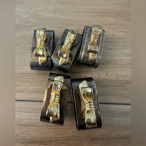 Vintage Audrey Silverplated with Gold Bow Napkin Rings (5)